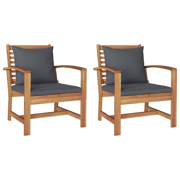 vidaXL Gartenstühle 2 pcs Natur 60 x 65 x 76.5 cm Teak-Massivholz