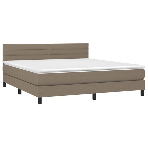 vidaXL Boxspringbett mit Matratze Taupe 160x200 cm Stoff