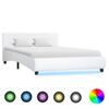 vidaXL Bettgestell mit LED Wei&szlig; Kunstleder 120x200 cm
