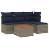 vidaXL 5-teiliges Gartensofa-Set mit Kissen, grau, Polyrattan