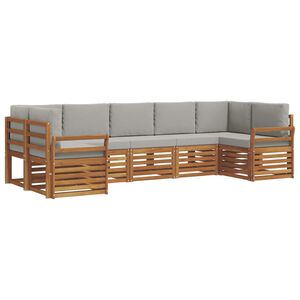 vidaXL Outdoor-Sofagarnitur 7 stk. 7-Sitzer Natur und Hellgrau