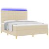 vidaXL LED Boxspringbett mit Matratze Creme 180 x 200 cm Stoff