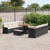 vidaXL Garten-Sofa-Set mit Kissen mit Kissen 11 pcs Schwarz und Creme