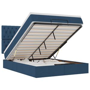vidaXL Ottoman-Bett mit Matratze & LEDs Blau 140x190 cm Stoff