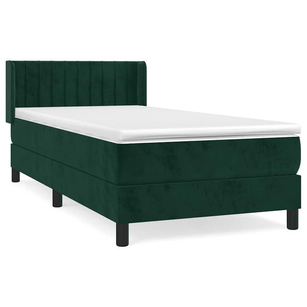vidaXL Boxspringbett mit Matratze Dunkelgr&uuml;n 90x200 cm Samt