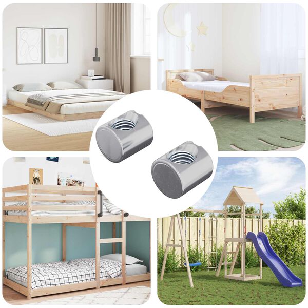 vidaXL Zylindermuttern 2 pcs Silber M6 x 12 mm Metall