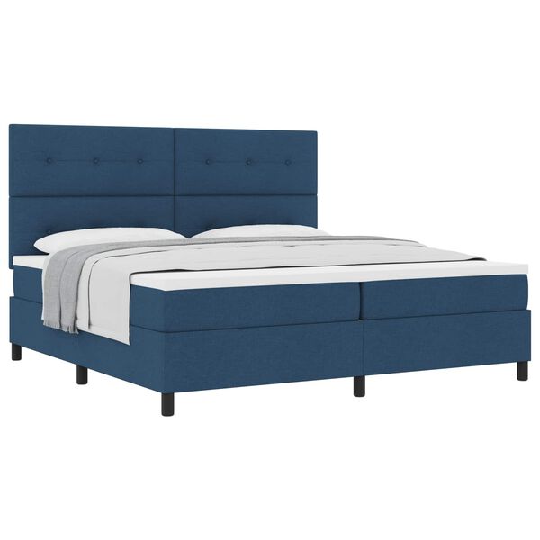 vidaXL Boxspringbett mit Matratze mit Kopfteil Blau 200 x 200 cm Stoff