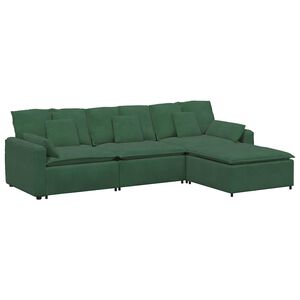 vidaXL Modulares Sofa mit Fu&szlig;hocker und Kissen Dunkelgr&uuml;n