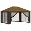 vidaXL Garten Pavillon mit Seitenw&auml;nden 4 x 3 m Taupe