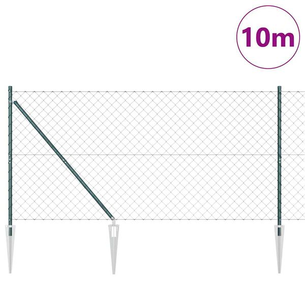vidaXL Zaunpfosten Gr&uuml;n 10 x 1,2 m (60 x 60 mm Gitter) Stahl und PVC