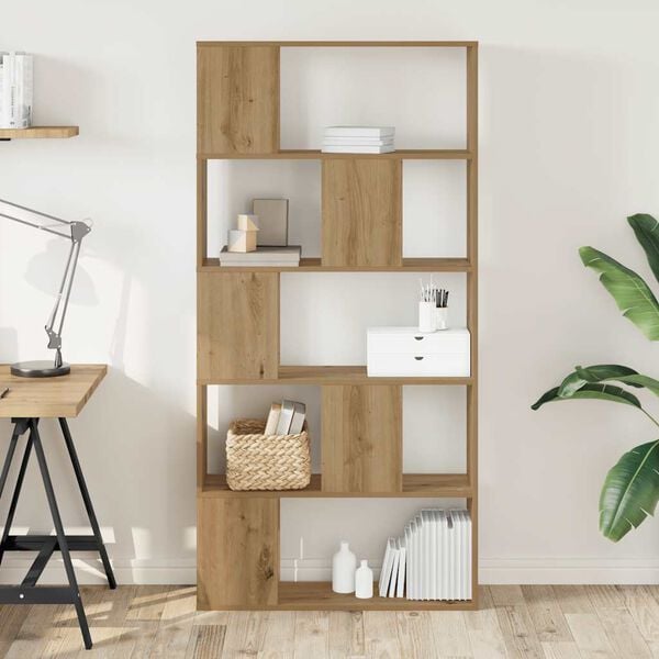 vidaXL B&uuml;cherregal 5 B&ouml;den Artisan-Eiche 80,5x23,5x162,5 Holzwerkstoff
