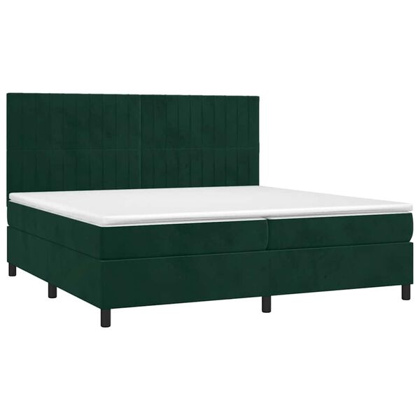 vidaXL Boxspringbett mit Matratze Dunkelgr&uuml;n 200x200 cm Samt