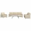 vidaXL 4-tlg. Sofagarnitur mit Fußhocker & Dekokissen Creme Stoff