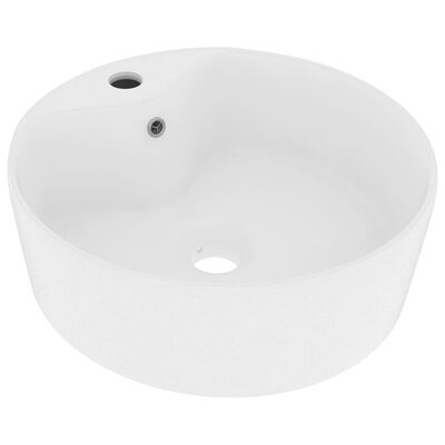 vidaXL Luxus-Waschbecken mit Überlauf Matt-Weiß 36x13 cm Keramik