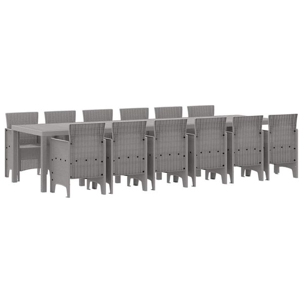 vidaXL Garten Essgruppe 13 pcs Hellgrau Polt Rattan