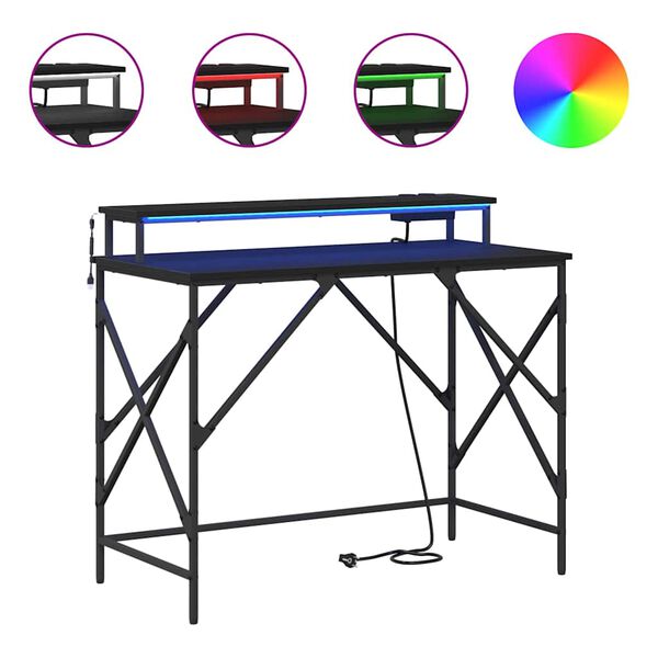 vidaXL Schreibtisch mit Regal Schwarz Eichen-Optik 100 x 50 x 86,5 cm