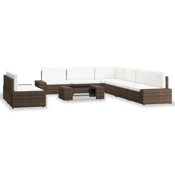 vidaXL 9-tlg. Garten-Lounge-Set Poly Rattan Braun