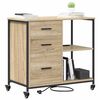 vidaXL Schrank mit Ladestation Mit Rad Sonoma-Eiche 76 x 41 x 72 cm