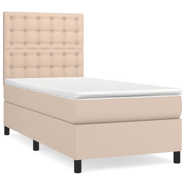 vidaXL Boxspringbett Matratze Cappuccino-Braun 100x200cm Kunstleder