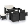 vidaXL 6-tlg. Garten-Essgruppe mit Auflagen Poly Rattan Schwarz