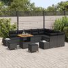vidaXL Garten-Sofa-Set mit Kissen mit Speicher 12 pcs Schwarz