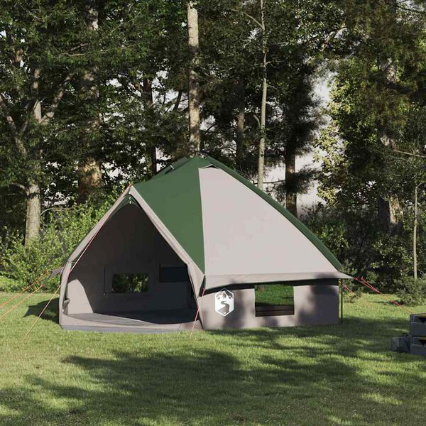 vidaXL Teepee Zelt mit Dach Gr&uuml;n und Wei&szlig; 490 x 410 x 210 cm