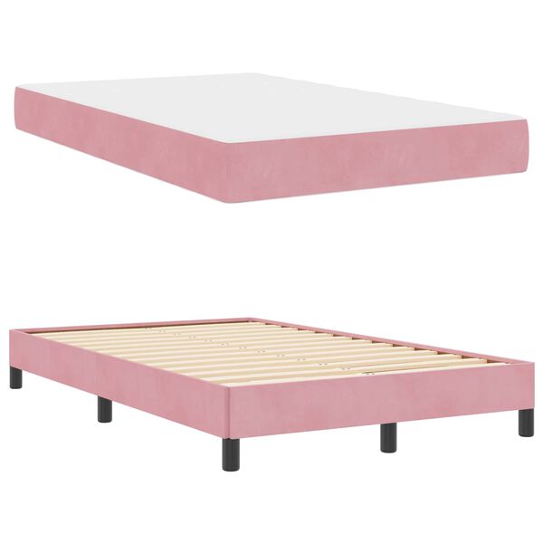 vidaXL Boxspringbett mit Matratze Rosa 120 x 220 cm Stoff