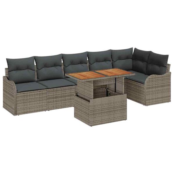 vidaXL Garten-Sofa-Set mit Kissen 7 pcs Grau
