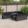 vidaXL 11-tlg. Garten-Sofagarnitur mit Kissen Schwarz Poly Rattan