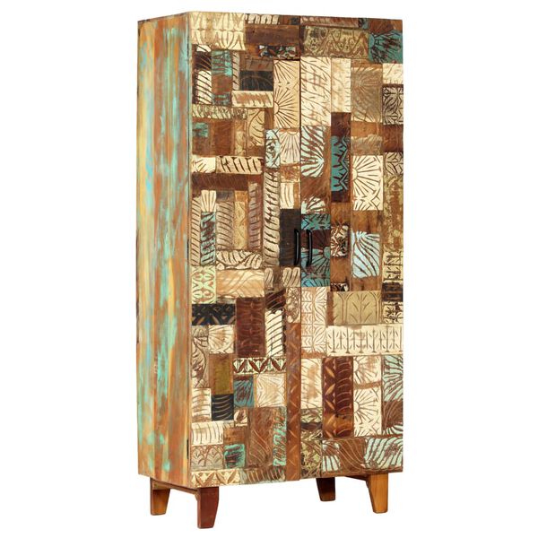 vidaXL Highboard Handgeschnitzt 85x45x180 cm Altholz Massiv