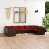 vidaXL 9-tlg. Garten-Lounge-Set mit Kissen Poly Rattan Braun