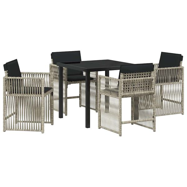 vidaXL Garten Essgruppe 5 pcs Hellgrau Poly-Rattan