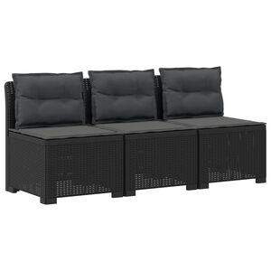 vidaXL 3-Sitzer Garten Sofa mit Kissen Rattan-Look PP Anthrazit