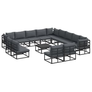 vidaXL Gartensofa-set 14 stk. Schwarz Aluminium