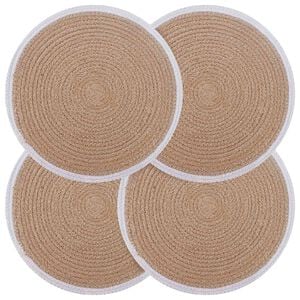 vidaXL Jute Platzsets 4 stk. Nat&uuml;rlich und Wei&szlig; 100% Tossa Jute