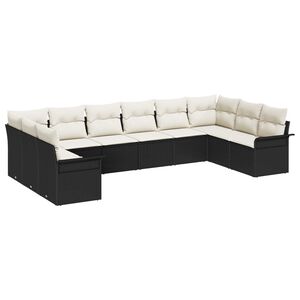 vidaXL Gartensofa-set mit Speicher 10 pcs Schwarz Poly-Rattan