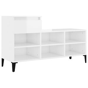 vidaXL Schuhregal Hochglanz-Wei&szlig; 102x36x60 cm Holzwerkstoff