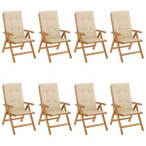 vidaXL Gartenst&uuml;hle mit Auflagen 8 Stk. Massivholz Teak