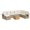 vidaXL 9-tlg. Garten-Sofagarnitur mit Kissen Beige Poly Rattan