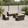 vidaXL 12-tlg. Garten-Sofagarnitur mit Kissen Braun Poly Rattan