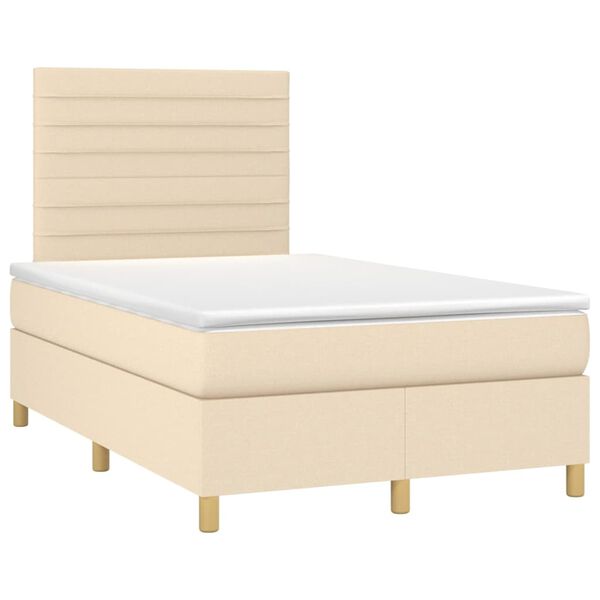 vidaXL Boxspringbett mit Matratze Creme 120x200 cm Stoff