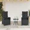 vidaXL 3-tlg. Bistro-Set mit Kissen Schwarz Poly Rattan