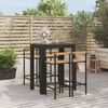 vidaXL 5-tlg. Gartenbar-Set Schwarz Poly Rattan & Massivholz Akazie