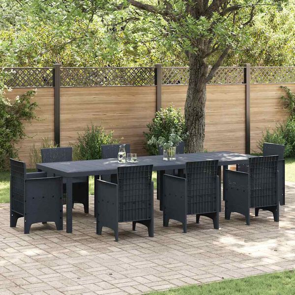 vidaXL Garten-Esstisch Anthrazit 300 x 100 x 73 cm Poly-Rattan