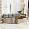 vidaXL Garten-Sofa-Set mit Kissen mit Speicher 7 pcs Beige Poly Rattan