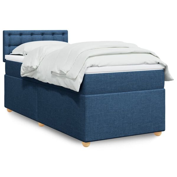 vidaXL Boxspringbett mit Matratze Blau 100x200 cm Stoff
