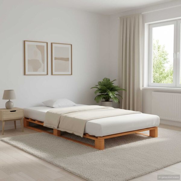 vidaXL Palettenbett Braun Massivholz Kiefer 90×200 cm