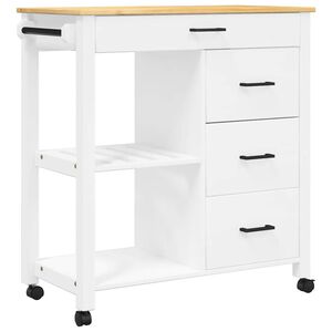 vidaXL K&uuml;chenwagen MONZA 84x40x88,5 cm Wei&szlig; Massivholz Kiefer