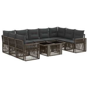 vidaXL Gartensofa-set 10 stk. Grau und Dunkelgrau Poly-Rattan