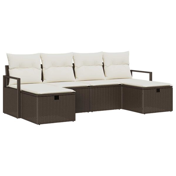 vidaXL Sofa Set mit Kissen 5 pcs Poly-Rattan